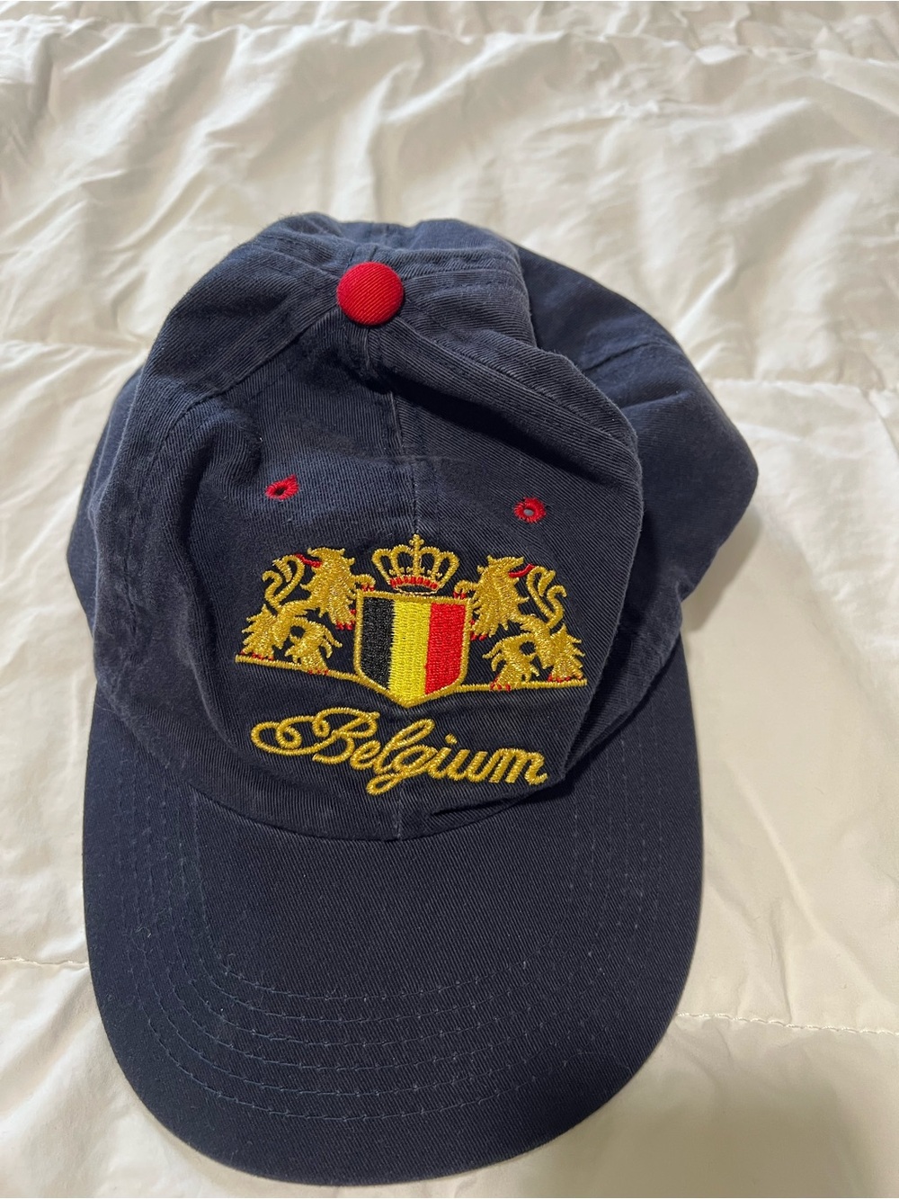 Embroidered Belgium Crest Navy Baseball Cap